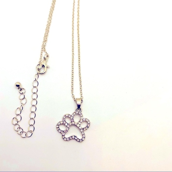 Necklace Paw Print in Rhinestones ! ADORABLE ! - Picture 9 of 15